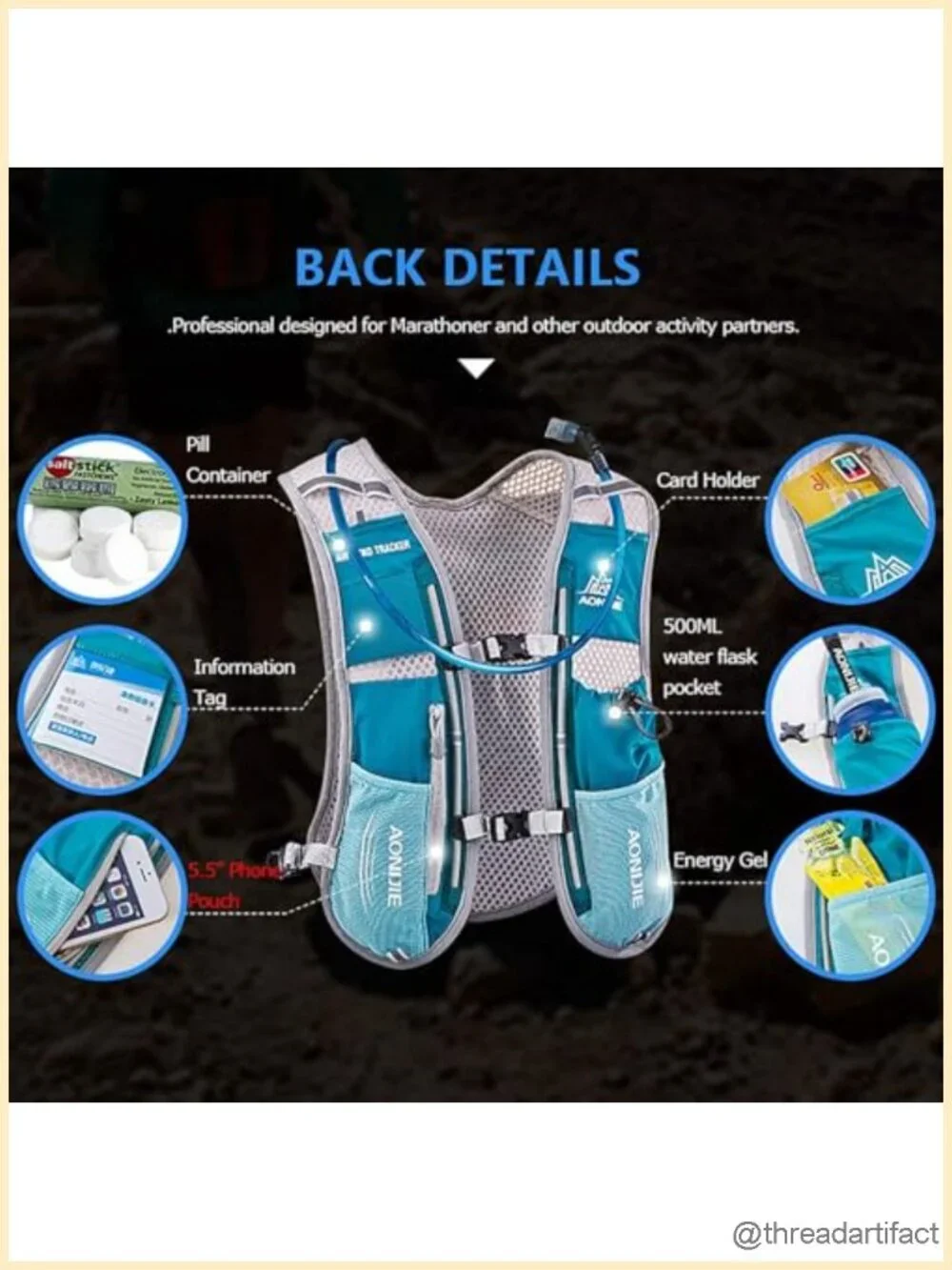 5L Hydration Vest Pack with 1.5L Bladder for Trail Running Hiking